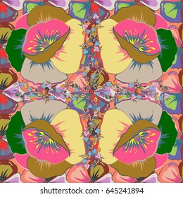 Seamless floral pattern can be used for wallpaper, website background, wrapping paper. Summer design. Vector Leaf natural varicolored pattern.