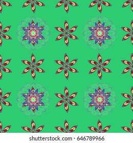 Seamless floral pattern can be used for wallpaper, website background, wrapping paper. Vector flower concept. Leaf natural pattern in blue colors. Summer design.
