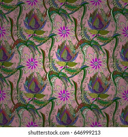 Seamless floral pattern can be used for wallpaper, website background, wrapping paper. Leaf natural pattern in blue colors. Summer design. Vector flower concept.