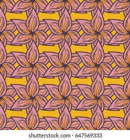 Seamless floral pattern can be used for wallpaper, website background, wrapping paper. Leaf natural pattern in blue colors. Summer design. Vector flower concept.