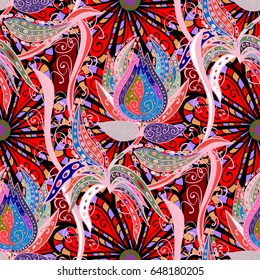 Seamless floral pattern can be used for wallpaper, website background, wrapping paper. Leaf natural pattern in colors. Summer design. Vector flower concept.
