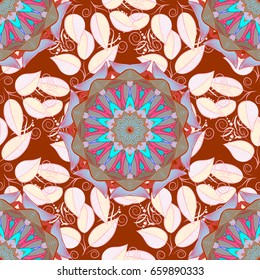 Seamless floral pattern can be used for wallpaper, website background, wrapping paper. Leaf natural pattern in colors. Summer design. Vector leaf concept.