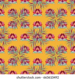 Seamless floral pattern can be used for wallpaper, website background, wrapping paper. Summer design. Vector flower concept. Leaf natural pattern in colors.