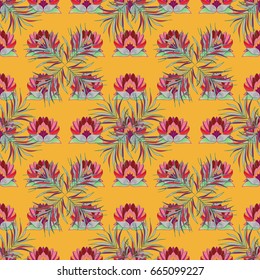 Seamless floral pattern can be used for wallpaper, website background, wrapping paper. Summer design. Vector flower concept. Leaf natural pattern in colors.