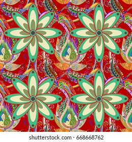 Seamless floral pattern can be used for wallpaper, website background, wrapping paper. Vector flower concept. Leaf natural pattern in colors. Summer design.