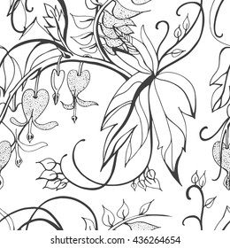 Seamless floral pattern. Card with flowers and leaves. Vector sketch illustration. Hand drawn design elements, vintage  background.