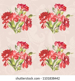 Seamless floral pattern with carnations