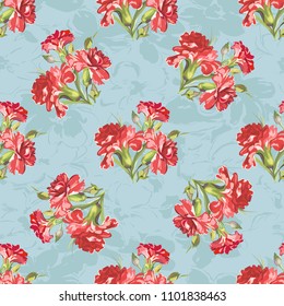Seamless floral pattern with carnations