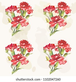 Seamless floral pattern with carnations