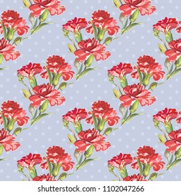 Seamless floral pattern with carnations