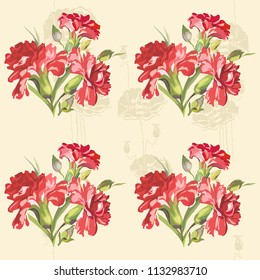 Seamless floral pattern with carnations