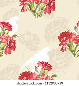 Seamless floral pattern with carnations