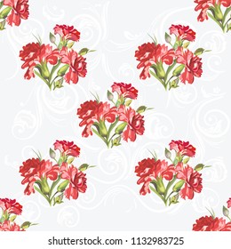 Seamless floral pattern with carnations