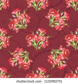 Seamless floral pattern with carnations