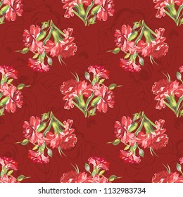 Seamless floral pattern with carnations