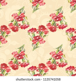 Seamless floral pattern with carnations