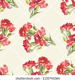 Seamless floral pattern with carnations