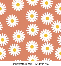 Seamless floral pattern. Chamomile beige background. eps 10. Vector illustration.