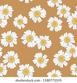 Seamless floral pattern with chamomile or daisy flowers.