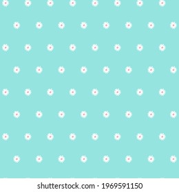 Seamless Floral Pattern With Chamomile Flowers On Blue Background. Vector design  Illustration. Wedding invitation card