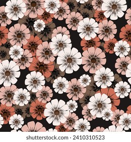 Seamless floral pattern with chamomile flowers. Vector illustration for pints on fabrics. wallpaper, packaging and for the design of covers, cards, backgrounds and fills