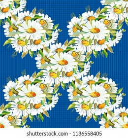 Seamless floral pattern with chamomiles