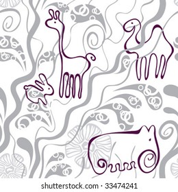 Seamless floral pattern with children's graphics