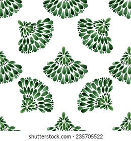Seamless floral pattern Christmas trees, spruce, watercolor, ink.