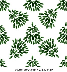 Seamless floral pattern Christmas trees, spruce, watercolor, ink. 