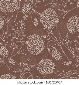 Seamless floral pattern with of chrysanthemum. Vector background.