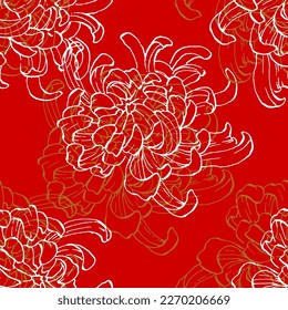 Seamless floral pattern with chrysanthemums. Spring; summer holidays presents and gifts wrapping paper, For textiles, packaging; fabric, wallpaper.