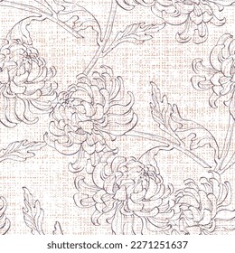 Seamless floral pattern with chrysanthemums. Spring; summer holidays presents and gifts wrapping paper, For textiles, packaging; fabric, wallpaper.