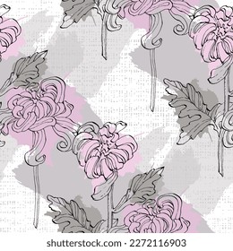 Nahtlose Blumenmuster mit Chrysanthemen. Frühjahr; Sommerferien Geschenke und Packpapier, für Textilien, Verpackungen; Stoff, Tapete.
