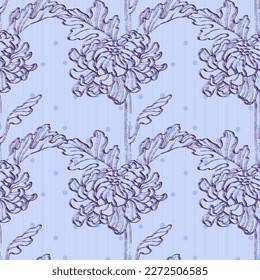 Seamless floral pattern with chrysanthemums. Spring; summer holidays presents and gifts wrapping paper, For textiles, packaging; fabric, wallpaper.