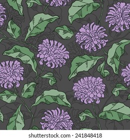 Seamless floral pattern with chrysanthemums. Vector illustration.