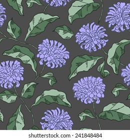 Seamless floral pattern with chrysanthemums. Vector illustration.
