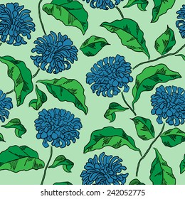 Seamless floral pattern with chrysanthemums. Vector illustration.