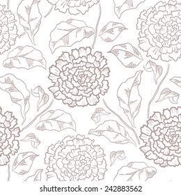 Seamless floral pattern with chrysanthemums. Vector illustration.