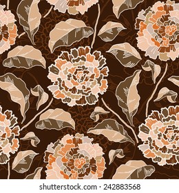 Seamless floral pattern with chrysanthemums. Vector illustration.