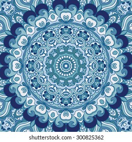   Seamless floral pattern. Seamless floral pattern of circular ornaments.  Doily lace round ornament in the style of Chinese painting on porcelain. Vector illustration.