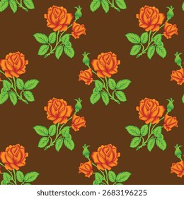 Padrão floral sem emenda, ornamento de flor clássico, impressão disy abstrato no motivo vintage. Design botânico elegante de belas grandes flores selvagens, folhas, pequenos ramos, ervas. Ilustração vetorial.