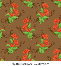 Padrão floral sem emenda, ornamento de flor clássico, impressão disy abstrato no motivo vintage. Design botânico elegante de belas grandes flores selvagens, folhas, pequenos ramos, ervas. Ilustração vetorial.