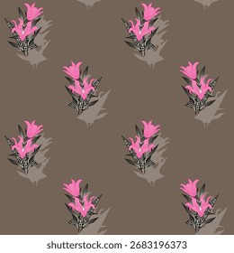 Seamless floral pattern, classic flower ornament, abstract ditsy print in vintage motif. Elegant botanical design of beautiful large wild flowers, leaves, small branches, herbs. Vector illustration.
