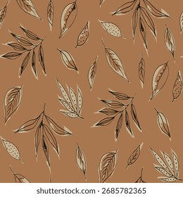 Padrão floral sem emenda, ornamento de flor clássico, impressão disy abstrato no motivo vintage. Design botânico elegante de belas grandes flores selvagens, folhas, pequenos ramos, ervas. Ilustração vetorial.

