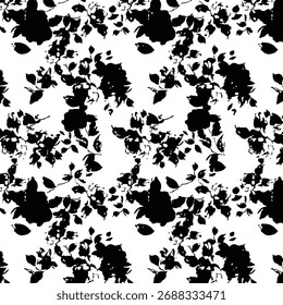 Seamless floral pattern, classic flower ornament, abstract ditsy print in vintage motif. Elegant botanical design of beautiful large wild flowers, leaves, small branches, herbs. Vector illustration.

