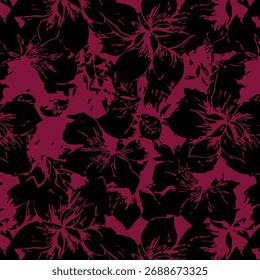 Seamless floral pattern, classic flower ornament, abstract ditsy print in vintage motif. Elegant botanical design of beautiful large wild flowers, leaves, small branches, herbs. Vector illustration.
