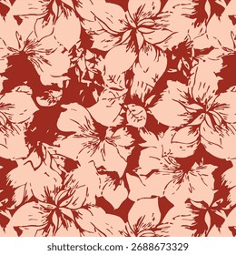 Seamless floral pattern, classic flower ornament, abstract ditsy print in vintage motif. Elegant botanical design of beautiful large wild flowers, leaves, small branches, herbs. Vector illustration.
