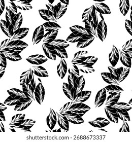 Seamless floral pattern, classic flower ornament, abstract ditsy print in vintage motif. Elegant botanical design of beautiful large wild flowers, leaves, small branches, herbs. Vector illustration.
