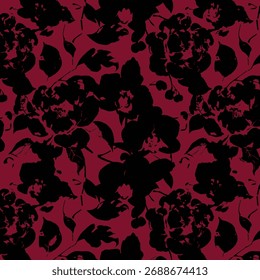 Padrão floral sem emenda, ornamento de flor clássico, impressão disy abstrato no motivo vintage. Design botânico elegante de belas grandes flores selvagens, folhas, pequenos ramos, ervas. Ilustração vetorial.