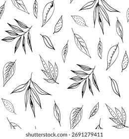 Seamless floral pattern, classic flower ornament, abstract ditsy print in vintage motif. Elegant botanical design of beautiful large wild flowers, leaves, small branches, herbs. Vector illustration.


